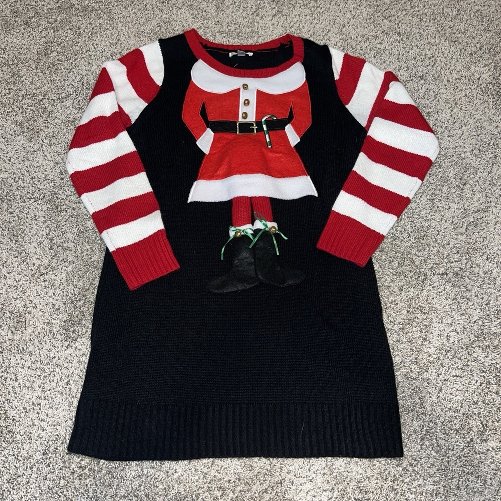 Ms. Claus Ugly Christmas 3D Sweater Dress Isela Black Womens M‎